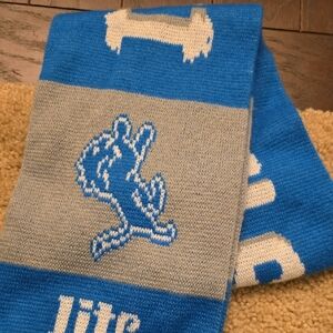 Lions Blue and Gray Knit Scarf with Lion Design